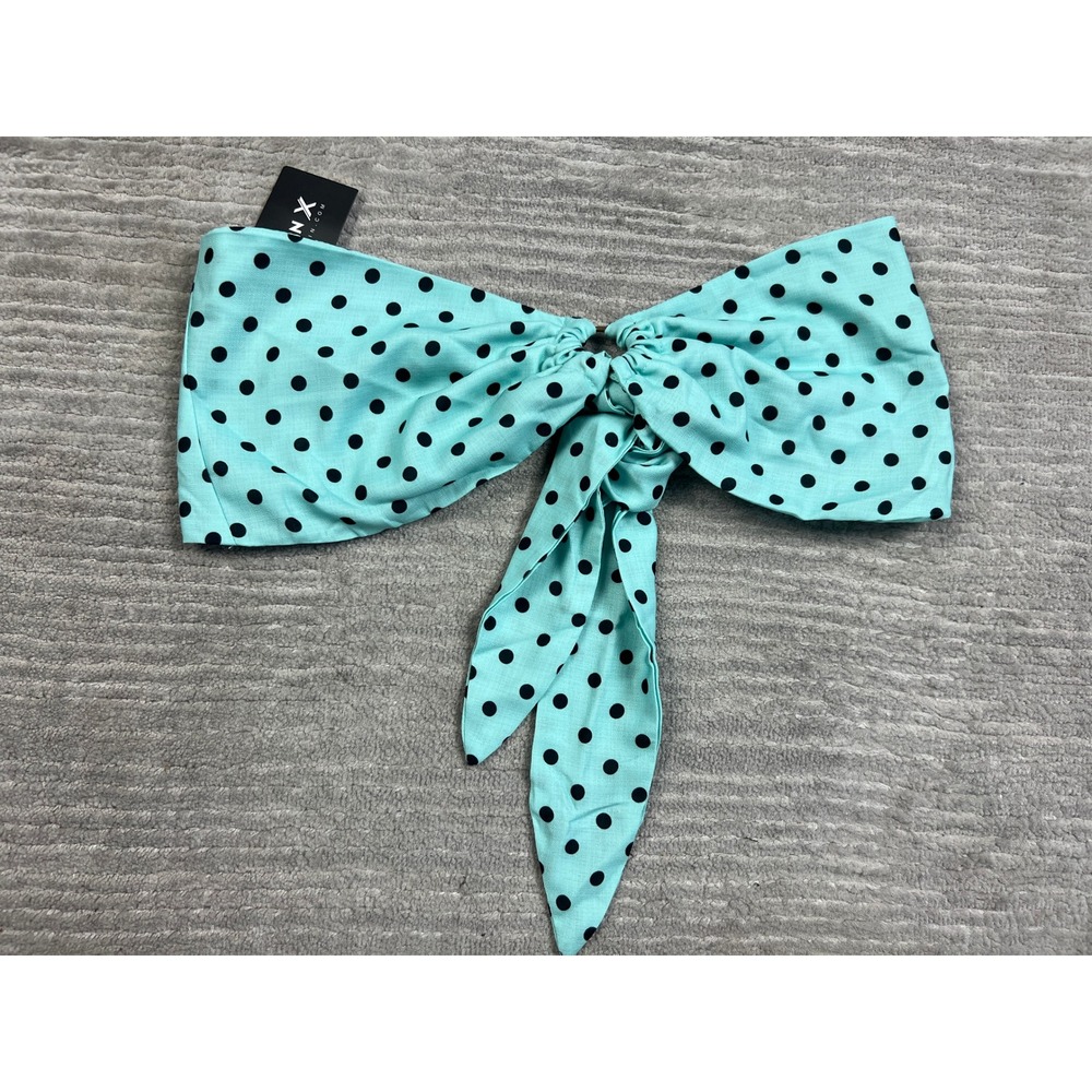 SHEIN X Tube Top Womens Medium Mint Green Polka Dot Bow Front Bandeau JIT6864562